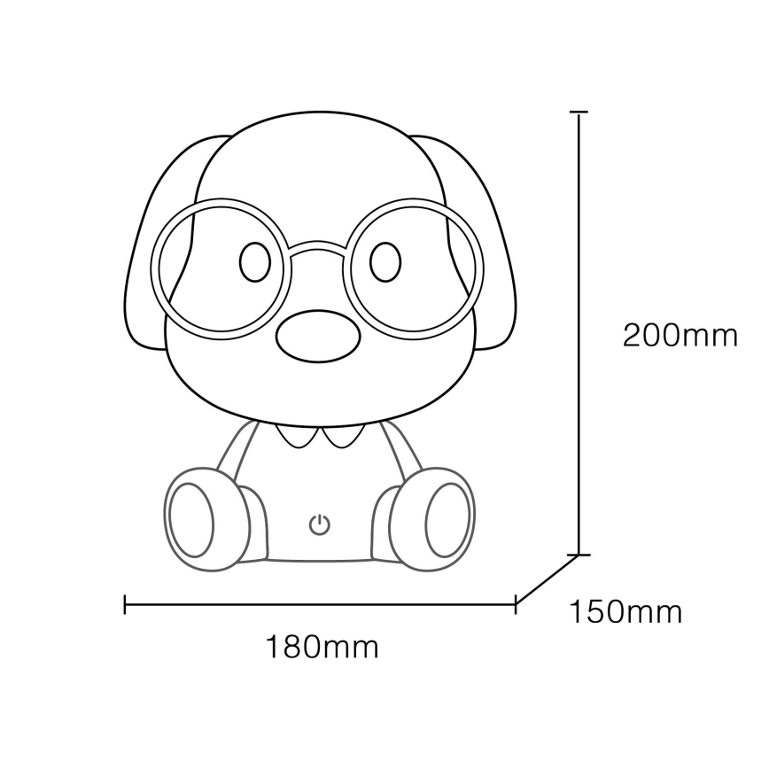 Globo 21761B - Luz nocturna infantil LED recargable y regulable PUPPY 1 W/5 V 500 mAh azul